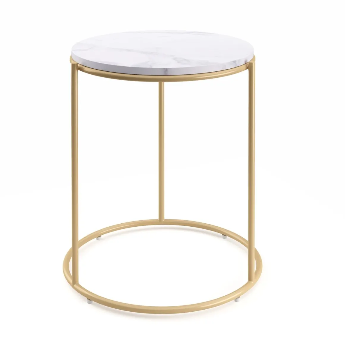 Beistelltisch ELMA rund 40 x 50 cm weiss/gold