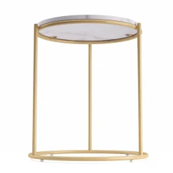 Beistelltisch ELMA rund 40 x 50 cm weiss/gold