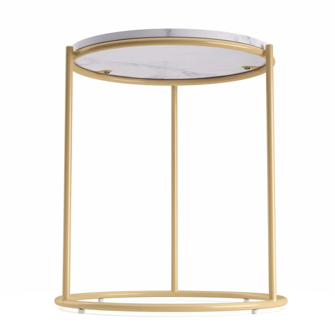 Beistelltisch ELMA rund 40 x 50 cm weiss/gold