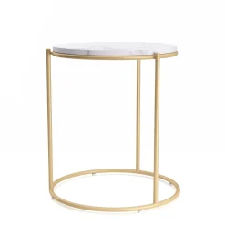 Beistelltisch ELMA rund 40 x 50 cm weiss/gold