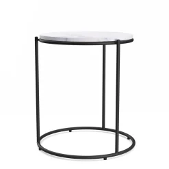 Beistelltisch ELMA rund 40 x 50 cm weiss/schwarz