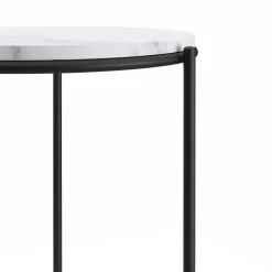 Beistelltisch ELMA rund 40 x 50 cm weiss/schwarz