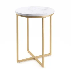 Beistelltisch ESRA rund 40 x 50 cm weiss/gold