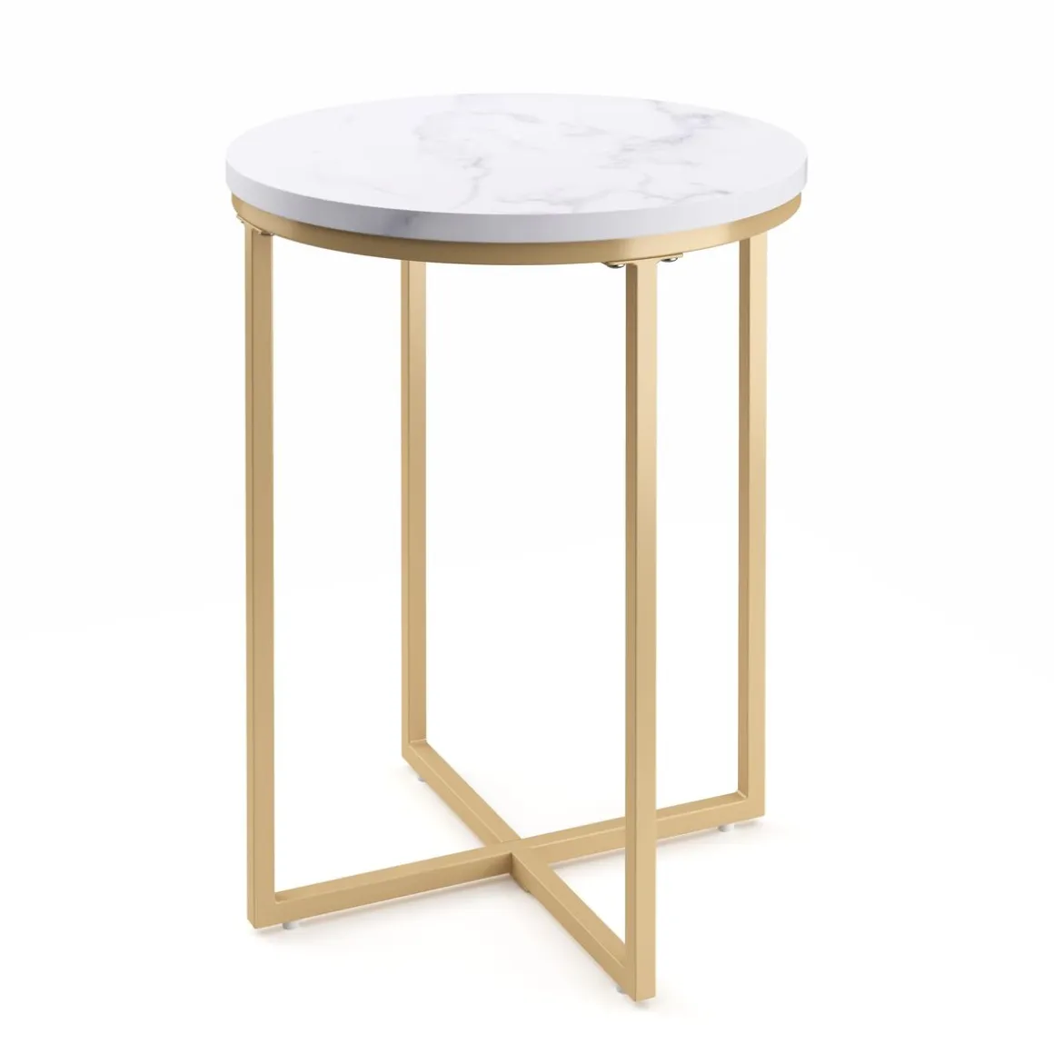 Beistelltisch ESRA rund 40 x 50 cm weiss/gold