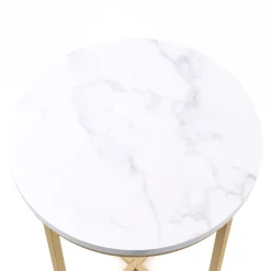 Beistelltisch ESRA rund 40 x 50 cm weiss/gold