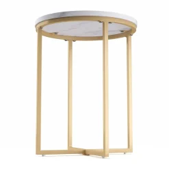 Beistelltisch ESRA rund 40 x 50 cm weiss/gold