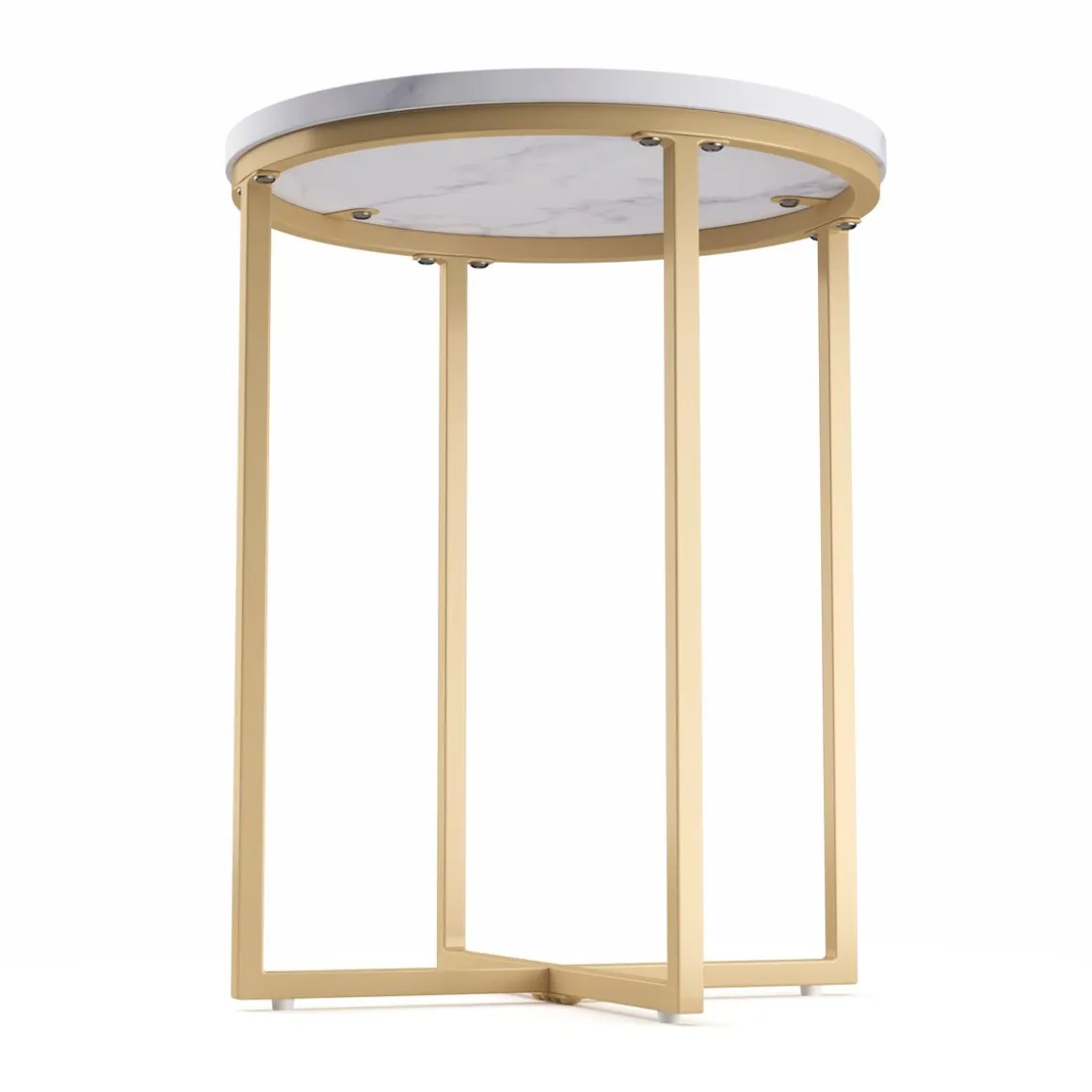 Beistelltisch ESRA rund 40 x 50 cm weiss/gold