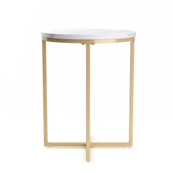 Beistelltisch ESRA rund 40 x 50 cm weiss/gold