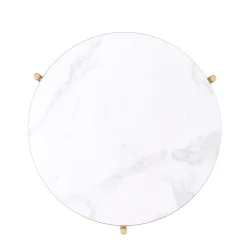 Beistelltisch FINA rund 2-teilig weiss/gold