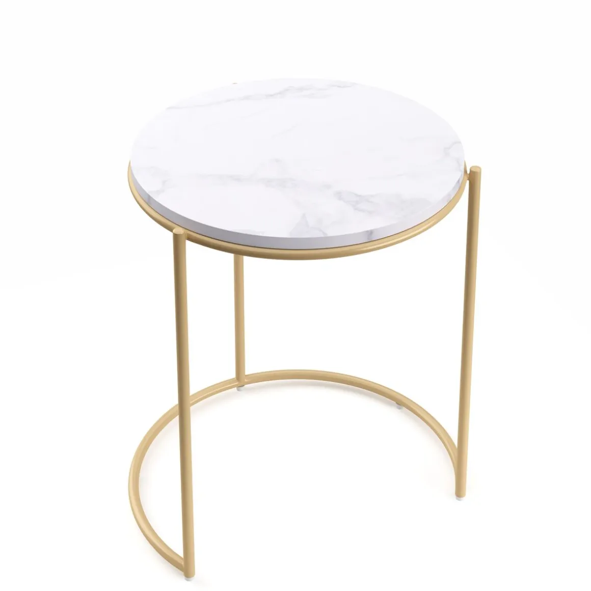 Beistelltisch FINA rund 2-teilig weiss/gold