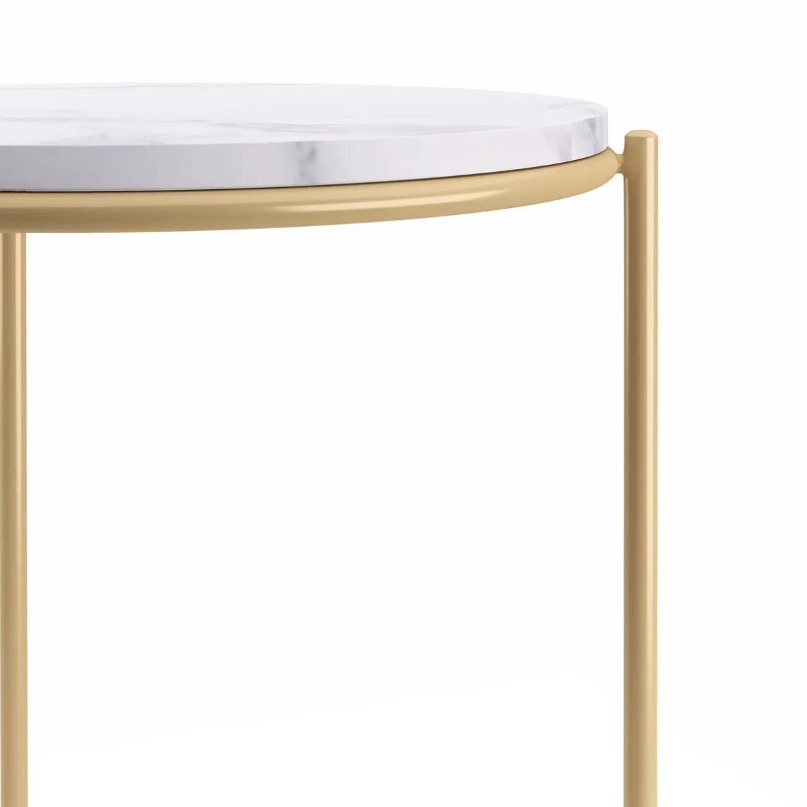 Beistelltisch FINA rund 2-teilig weiss/gold