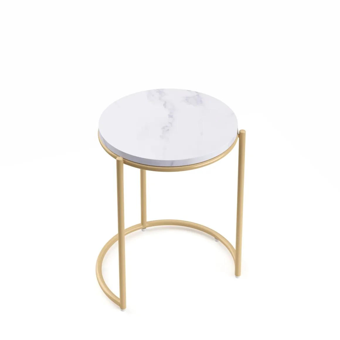 Beistelltisch FINA rund 2-teilig weiss/gold