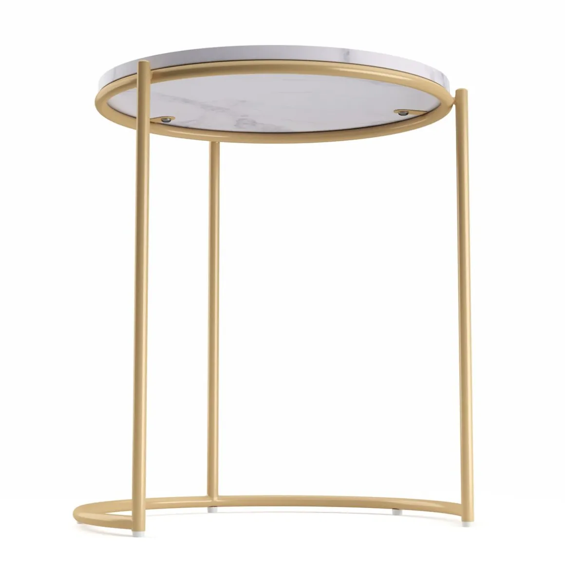 Beistelltisch FINA rund 2-teilig weiss/gold