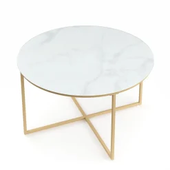 Beistelltisch Glas AMARA rund 80 x 45 cm weiss/gold
