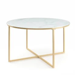 Beistelltisch Glas AMARA rund 80 x 45 cm weiss/gold