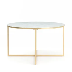 Beistelltisch Glas AMARA rund 80 x 45 cm weiss/gold