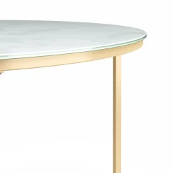 Beistelltisch Glas AMARA rund 80 x 45 cm weiss/gold