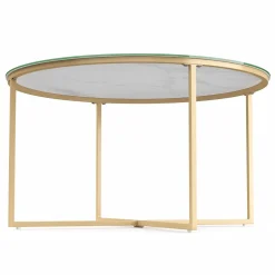 Beistelltisch Glas AMARA rund 80 x 45 cm weiss/gold