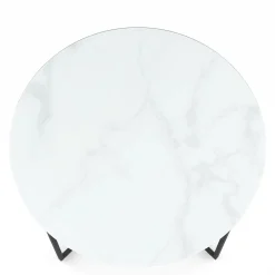 Beistelltisch Glas AMARA rund 80 x 45 cm weiss/schwarz