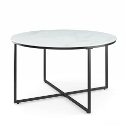 Beistelltisch Glas AMARA rund 80 x 45 cm weiss/schwarz