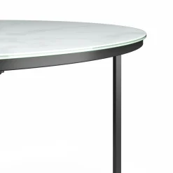 Beistelltisch Glas AMARA rund 80 x 45 cm weiss/schwarz