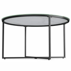 Beistelltisch Glas AMARA rund 80 x 45 cm weiss/schwarz