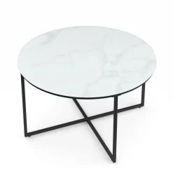 Beistelltisch Glas AMARA rund 80 x 45 cm weiss/schwarz