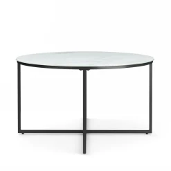 Beistelltisch Glas AMARA rund 80 x 45 cm weiss/schwarz