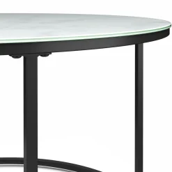 Beistelltisch Glas AMAYA rund 2-teilig weiss/schwarz