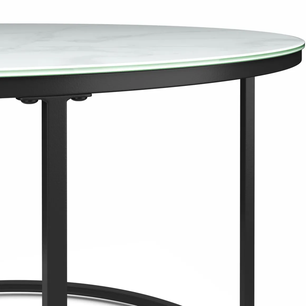 Beistelltisch Glas AMAYA rund 2-teilig weiss/schwarz