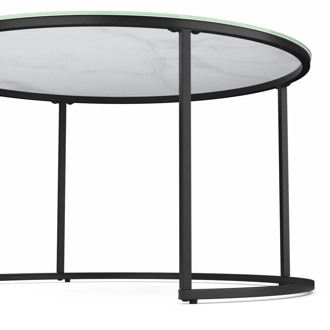 Beistelltisch Glas AMAYA rund 2-teilig weiss/schwarz