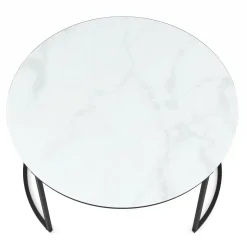 Beistelltisch Glas AMAYA rund 2-teilig weiss/schwarz