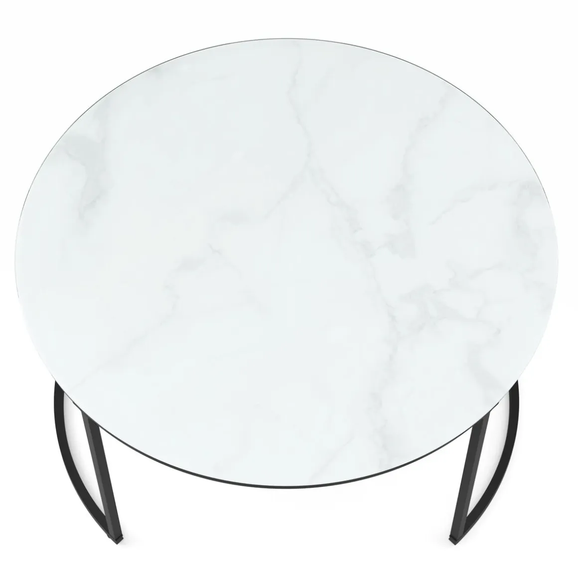 Beistelltisch Glas AMAYA rund 2-teilig weiss/schwarz