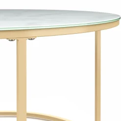 Beistelltisch Glas AMAYA rund 2-teilig weiss/gold