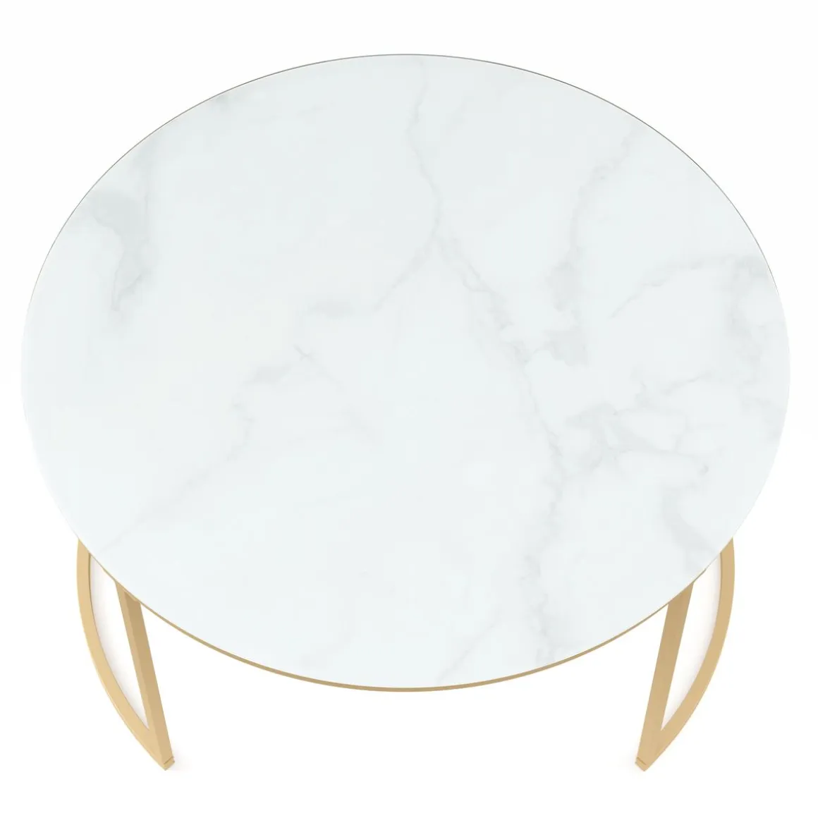 Beistelltisch Glas AMAYA rund 2-teilig weiss/gold