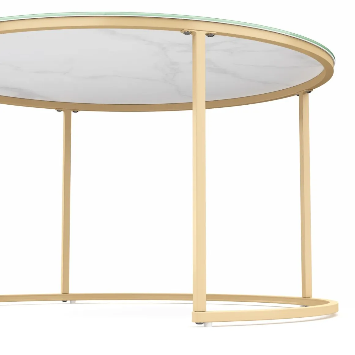 Beistelltisch Glas AMAYA rund 2-teilig weiss/gold