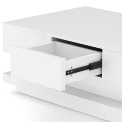 Beistelltisch Glas APEX mit Schubladen 100 x 60 x 35 cm weiss