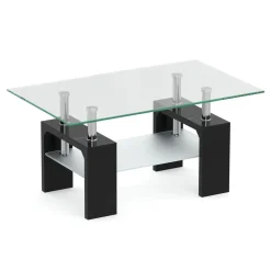Beistelltisch Glas CASSIAN 100 x 60 x 45 cm schwarz