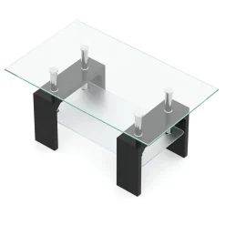 Beistelltisch Glas CASSIAN 100 x 60 x 45 cm schwarz