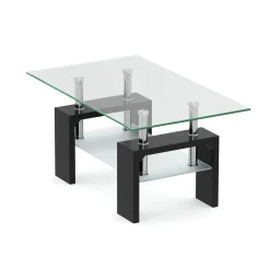 Beistelltisch Glas CASSIAN 100 x 60 x 45 cm schwarz
