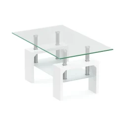 Beistelltisch Glas CASSIAN 100 x 60 x 45 cm weiss