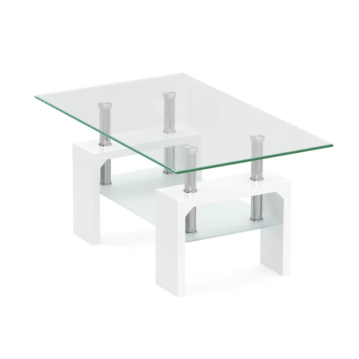 Beistelltisch Glas CASSIAN 100 x 60 x 45 cm weiss