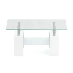 Beistelltisch Glas CASSIAN 100 x 60 x 45 cm weiss