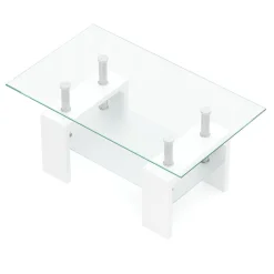 Beistelltisch Glas CASSIAN 100 x 60 x 45 cm weiss