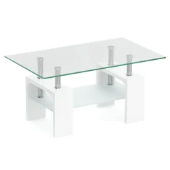 Beistelltisch Glas CASSIAN 100 x 60 x 45 cm weiss