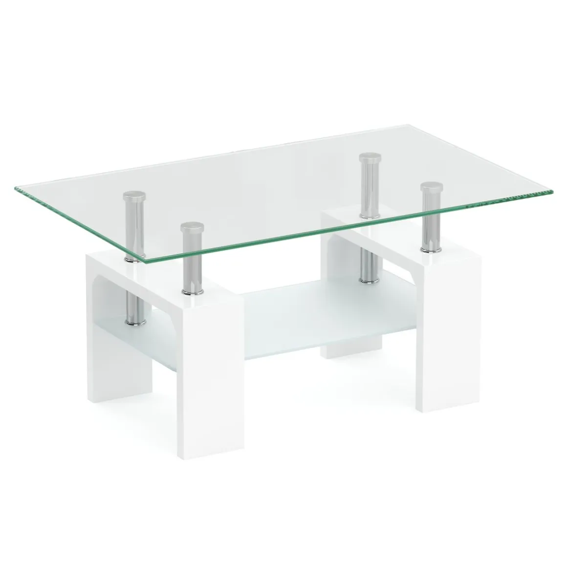 Beistelltisch Glas CASSIAN 100 x 60 x 45 cm weiss