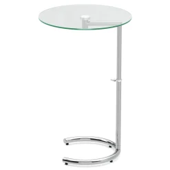 Beistelltisch Glas EVANDER rund höhenverstellbar 46 x 70 cm silber
