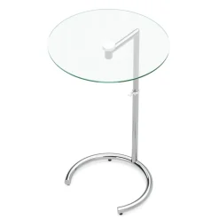 Beistelltisch Glas EVANDER rund höhenverstellbar 46 x 70 cm silber