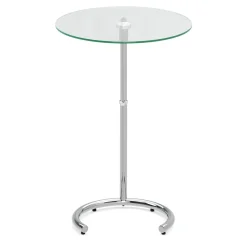 Beistelltisch Glas EVANDER rund höhenverstellbar 46 x 70 cm silber