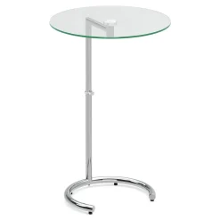 Beistelltisch Glas EVANDER rund höhenverstellbar 46 x 70 cm silber